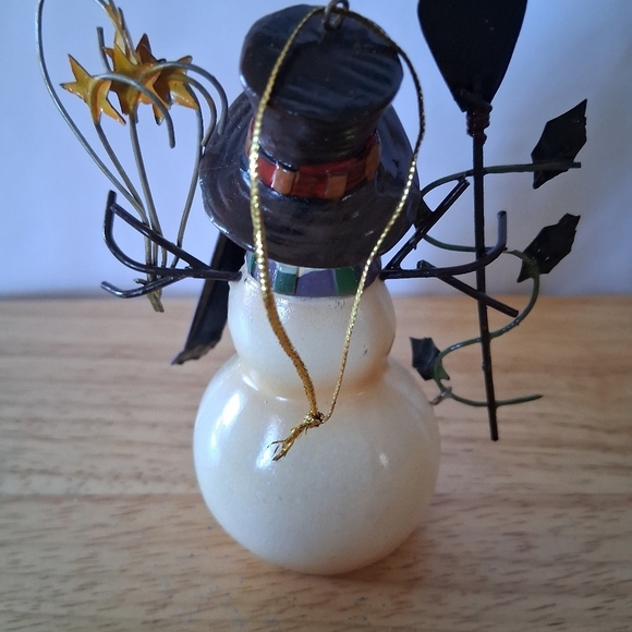 Charming Snowman Ornament with Purple and Gold Accents - Picture 5 of 7